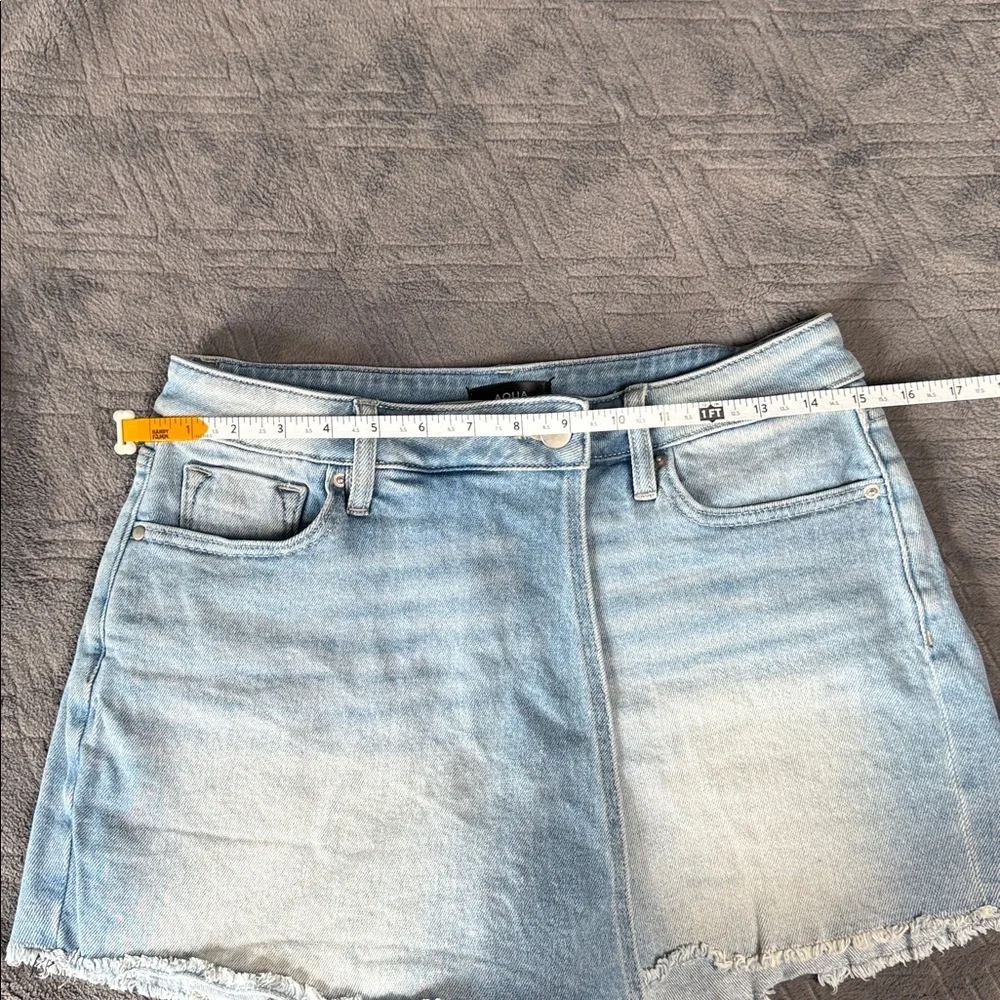 Aqua Denim Mini Skort Light Wash Faux Wrap Shorts Size 26